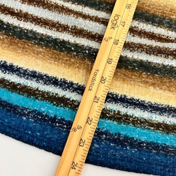 BonWorth Women's Striped Open Front Knit Sweater Cardigan Blue Tan Size XLP - Picture 7 of 10